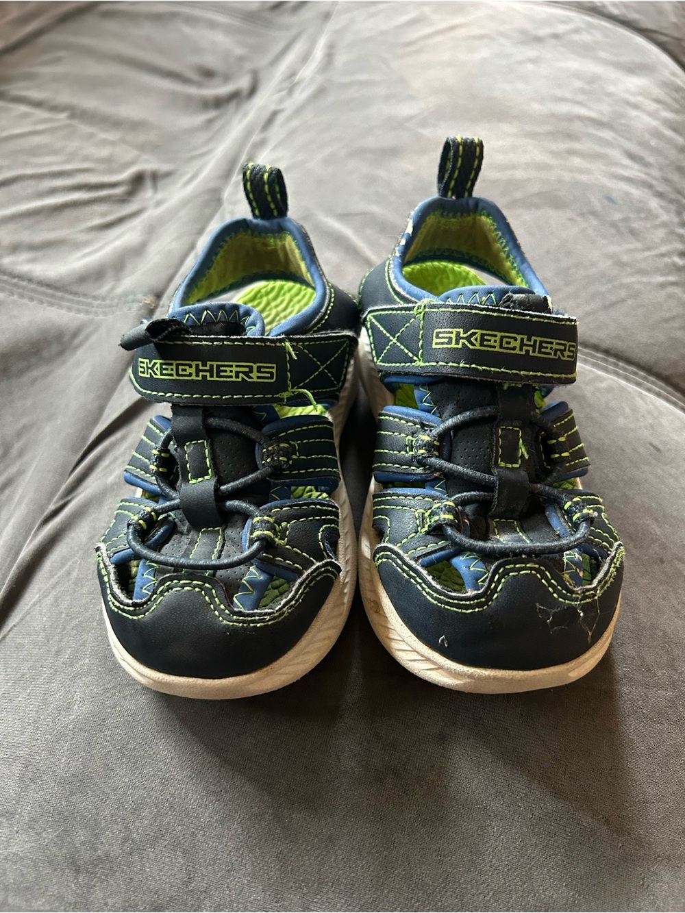 Skechers Navy and Lime Kids Active Sandal-Sneaker